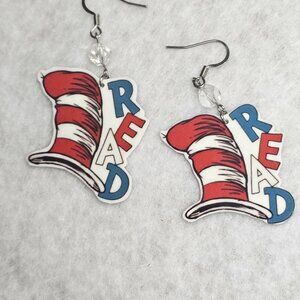 handmade Cat Hat Earrings Double sided (Backside is funny)